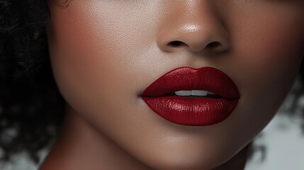 Obraz premium Crimson lipstick adds a bold and confident touch to a look