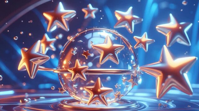 Star-rated social media feedback for excellent service and satisfaction with fast progress and level-up concept