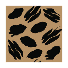 Black Strokes On Kraft Background, Golden banana leaf line arts, Hand drawn outline design for fabric, print, cover, banner and invitation, Vector illustration