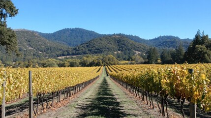 Naklejka premium Autumn Vineyard Valley Harvest