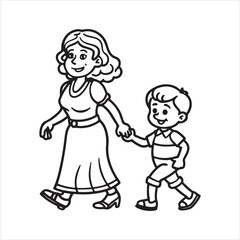 Mothers Day mom and child vector art illustration