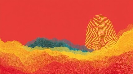 Artistic fingerprints that have various color layer dimensions with an abstract appearance of the latest security biometrics are shown creatively visually.