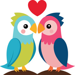 Lovebird Silhouette Set Vector Art