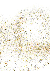 Sparkling gold and silver confetti burst, ideal for sale banners, celebratory designs, and festive backgrounds.