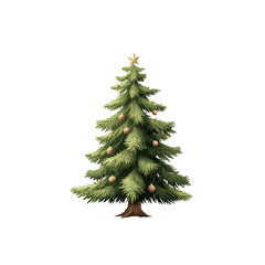 Fototapeta premium A beautifully decorated Christmas tree stands tall in a snowy peaceful winter landscape exuding the warmth and spirit of the holiday season