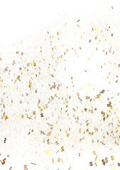 Abstract background of golden dollar signs exploding. Perfect for finance, wealth, and success concepts.
