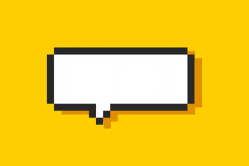 Empty pixelated speech bubble, 8 bit cloud for text. Pixel speech bubble, 8 bit geometric texting dialogue box, chat speech.