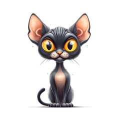 Detailed and vibrant cartoon of a friendly whimsical black cat with large expressive eyes perked ears and a lively mischievous expression