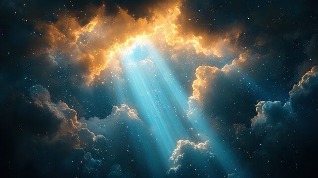 divine light beams shining down from heaven representing god s presence and love