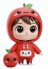Adorable Apple Character with Companion, an illustration of youthful charm
