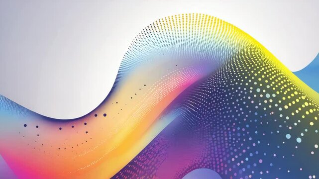 Abstract flowing dots and particles wave pattern with halftone gradient and curved shapes, isolated on animation vector, representing technology, science, music, medical themes, suitable for modern