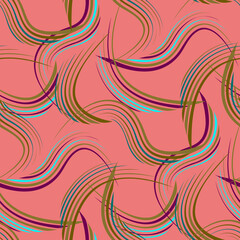 Fototapeta premium Vector - colored waves illustration seamless pattern.