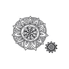 Black silhouette mandala vector round lace ornament