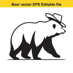 Bear vector wearing western hat