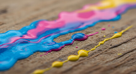 Colorful Paint Splatters Creating an Artistic Visual Element on Rough Surface