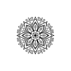 Black and white mandala vector illustration of a decorative ornament