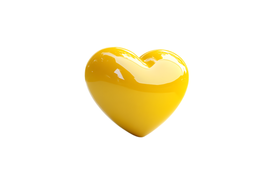 Transparent background of a glossy yellow heart shaped object with smooth surface. - Powered by Adobe