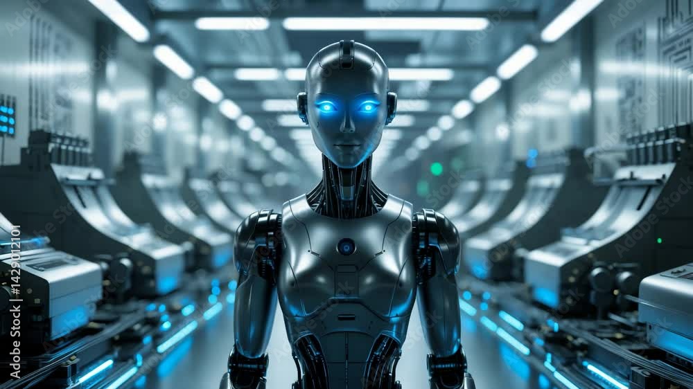 Poster humanoid robot-driven automation in semiconductor manufacturing within factory settings