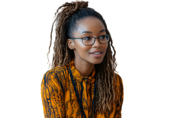 a mixed woman guiding students at an international school for creative minds