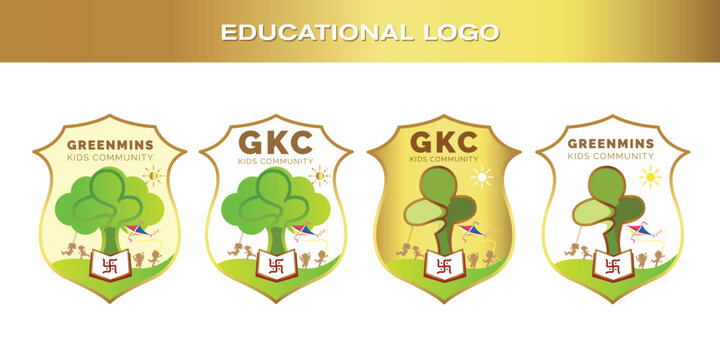 Flat Logo Design for Educational Center on White Background