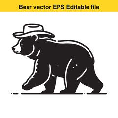 Obraz premium Bear vector wearing western hat