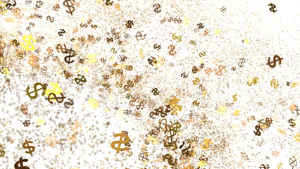 Abstract background of falling golden dollar signs. Perfect for finance, business, or wealth concepts.