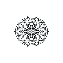 Black silhouette mandala vector round lace ornament