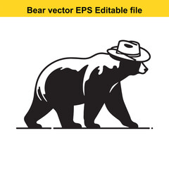 Bear vector wearing western hat