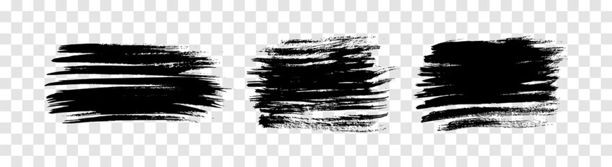 Set of black hand drawn brush strokes