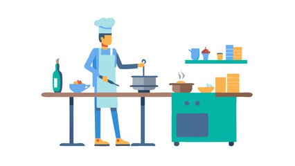 chef in restaurant kitchen, icon