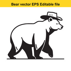 Bear vector wearing western hat