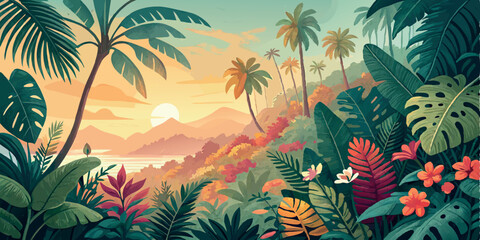 Sunset in the jungle