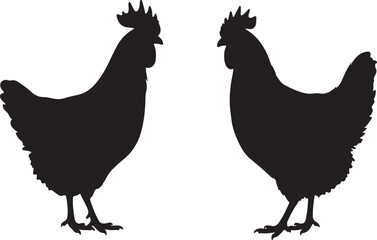 Fototapeta premium Chicken silhouette vector set on white background eps file