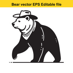 Bear vector wearing western hat