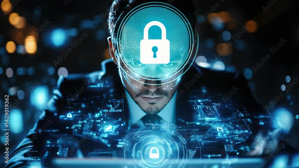 Aufkleber it professional cyber security officer setting a strong password on a computer, with a visible check