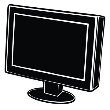 Isolated Black Vector Photographer using Element external monitor With White Background