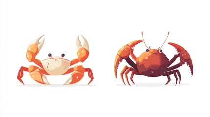 Fototapeta premium Cartoon crabs, two different colors