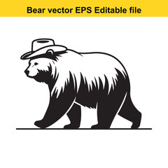 Bear vector wearing western hat