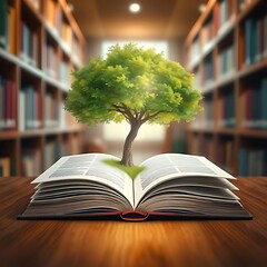 green tree and book