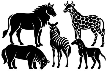 Cute Forest Animal Vector Line Art – Cartoon Clipart, Logo Icon, Funny Animal Illustration on White Background