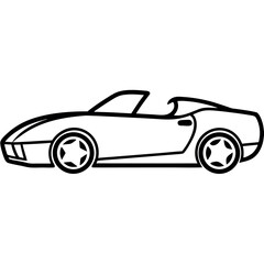 Minimalist Roadster Icon in Thin Line Art – Monochrome Vector Illustration