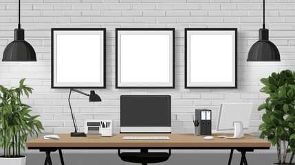 Classic empty wall frame with decorative panels elegant wall display clean room creates visual aesthetics and has aesthetic potential