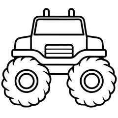 Monster Truck in Thin Line Art – Clean Monochrome Design for Extreme Sports
