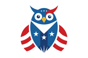 Obraz premium American Patriotic Owl Design with Stars and Stripes on a White Background