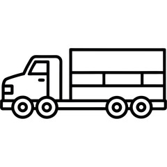 Outline of a Car Carrier Truck with Vehicles – Minimal Line Art Design on White Background