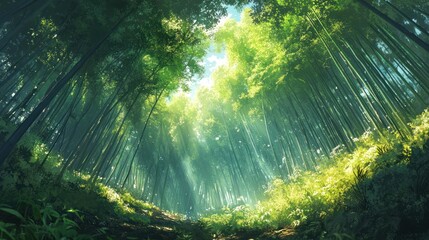Sunlit Bamboo Forest