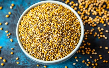 Golden and White Quinoa Seeds Bowl Closeup Photo
