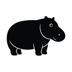 Obraz premium Hipster Hippo Silhouette Illustration