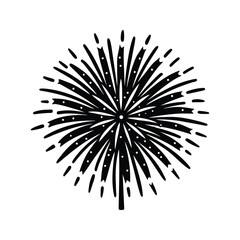 Obraz premium Hand drawn firework icon silhouette vector with white background