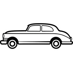 Side Profile of a Vintage Car – Minimalist Thin Line Art for Retro Concept